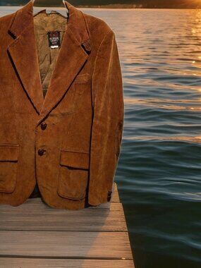 Men's Vintage Europe Craft Brown 2 Button Corduroy Sport Coat Jacket Size 40